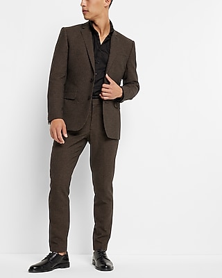 Extra Slim Brown Houndstooth Wool-Blend Suit Jacket