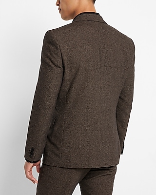 Extra Slim Brown Houndstooth Wool-Blend Suit Jacket