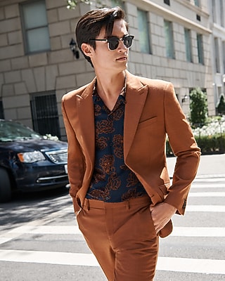 Slim Solid Rust Flannel Suit Jacket Express