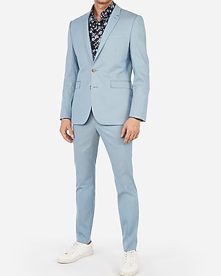 Extra Slim Light Blue Cotton Blend Stretch Suit Jacket Express