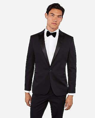 Slim Black Cotton-Blend Tuxedo Pant