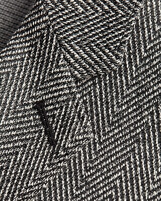 Slim Gray Herringbone Knit Suit Jacket