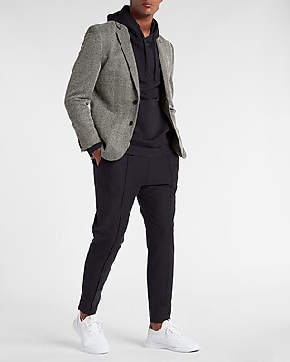Slim Gray Herringbone Knit Suit Jacket