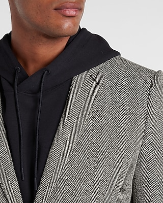 Slim Gray Herringbone Knit Suit Jacket