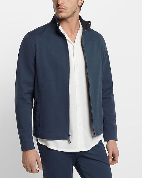 Blue Stretch Modern Chino Bomber Suit Jacket | Express