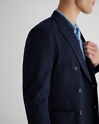 Slim Navy Double Breasted Modern Chino Blazer | Express