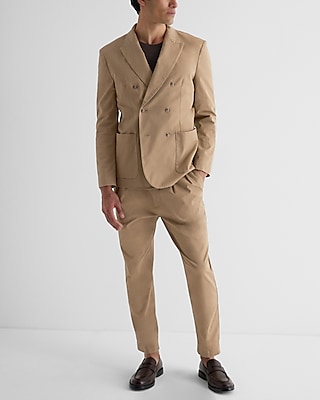 Slim Khaki Double Breasted Modern Chino Blazer