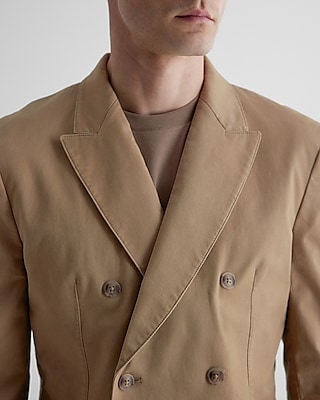 Slim Khaki Double Breasted Modern Chino Blazer