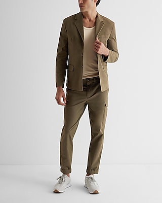 Slim Olive Green Modern Chino Suit Jacket