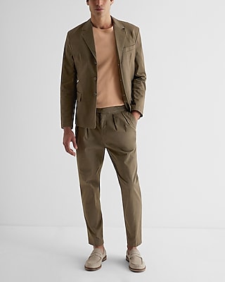 Slim Olive Green Modern Chino Suit Jacket