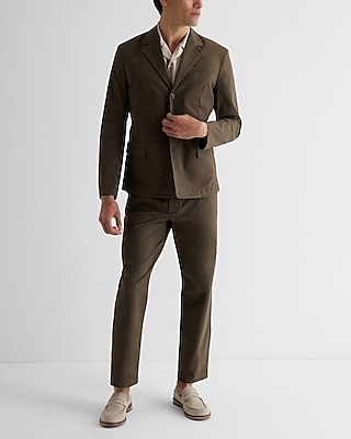 Slim Olive Green Modern Chino Suit Jacket