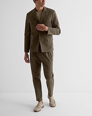 Slim Olive Green Modern Chino Suit Jacket