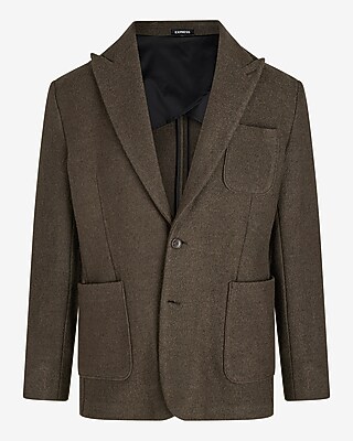 Slim Dark Olive Textured Boucle Blazer | Express