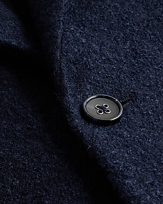 Slim Navy Textured Boucle Wool-Blend Blazer
