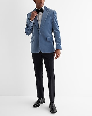 Slim Blue Velvet Tuxedo Blazer