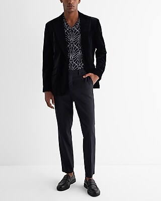 Slim Black Velvet Tuxedo Blazer | Express