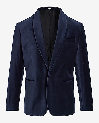 EC - SL VELVET  - NAVY SHAWL LAPEL TUX BLAZER:NAVY:40R
