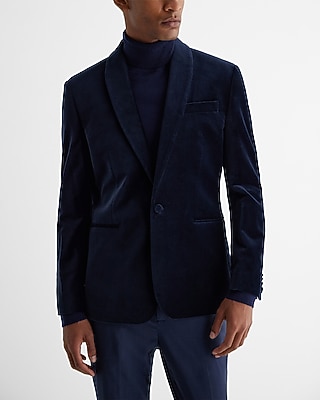 EC - SL VELVET  - NAVY SHAWL LAPEL TUX BLAZER:NAVY:40R
