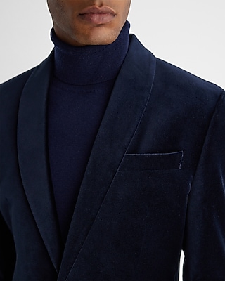 EC - SL VELVET  - NAVY SHAWL LAPEL TUX BLAZER:NAVY:40R