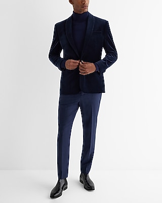 EC - SL VELVET  - NAVY SHAWL LAPEL TUX BLAZER:NAVY:40R