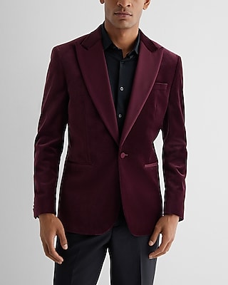 Burgundy velvet suit on sale mens