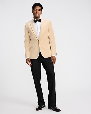 Slim Champagne Velvet Tuxedo Jacket