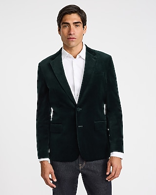 Express Men's Slim Dark Velvet Tuxedo Jacket in Green 40 Short