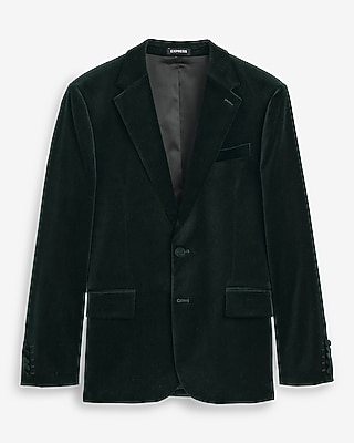 Slim Dark Green Velvet Tuxedo Jacket