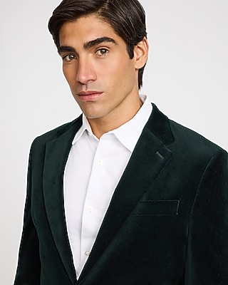 Slim Dark Green Velvet Tuxedo Jacket