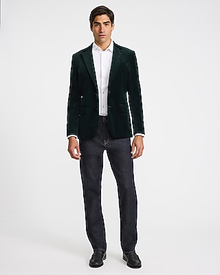 Slim Dark Green Velvet Tuxedo Jacket
