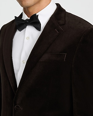 Slim Dark Brown Velvet Tuxedo Jacket - image 2