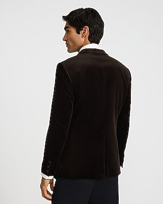Slim Dark Brown Velvet Tuxedo Jacket - image 3