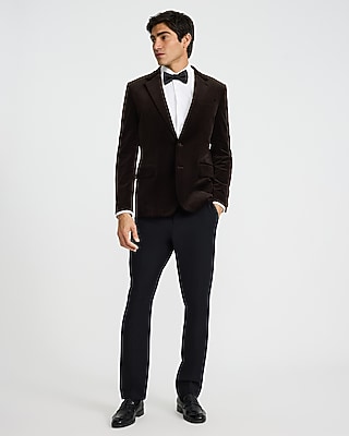 Slim Dark Brown Velvet Tuxedo Jacket - image 4