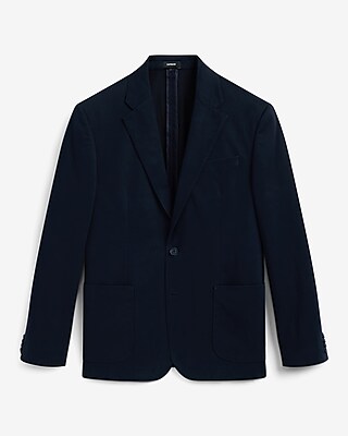 Slim Navy Washable Cotton Stretch Chino Blazer