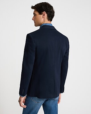 Slim Navy Washable Cotton Stretch Chino Blazer
