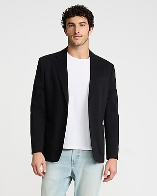 Slim Black Washable Cotton Stretch Chino Blazer