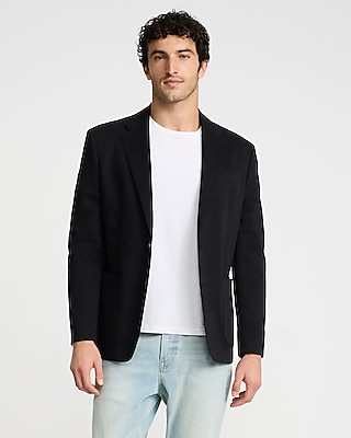Slim Black Washable Cotton Stretch Chino Blazer