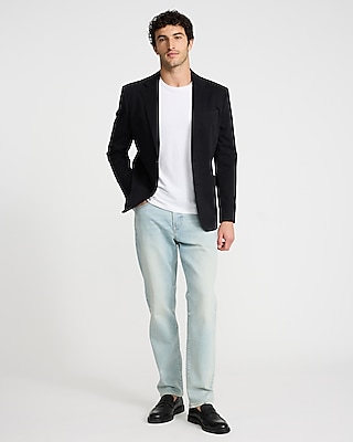 Slim Black Washable Cotton Stretch Chino Blazer