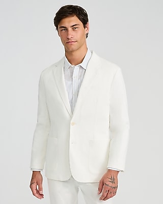 Slim White Washable Chino Blazer