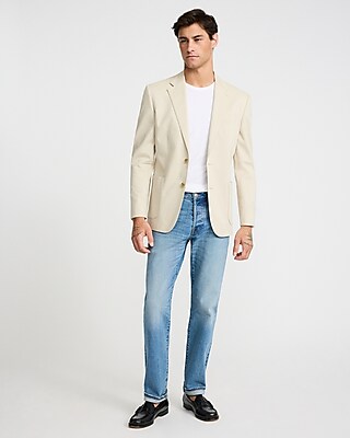 Slim Khaki Washable Cotton Stretch Chino Blazer