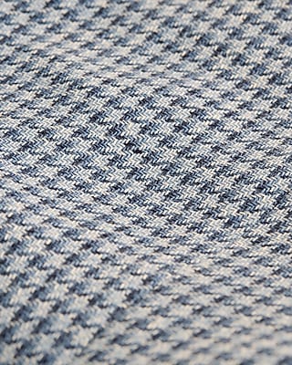 Classic Blue Houndstooth Linen-Blend Blazer