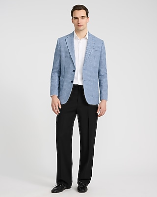 Classic Blue Houndstooth Linen-Blend Blazer - image 4