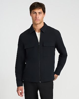 Zip Corduroy Collar Chest Pocket Work Jacket | Express