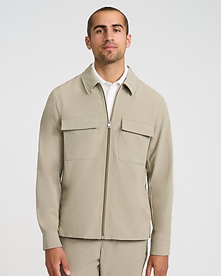 Everyday Performance Double Flap Chest Pocket Khaki Zip Jacket