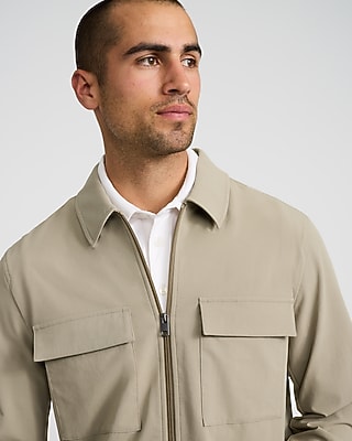 Everyday Performance Double Flap Chest Pocket Khaki Zip Jacket