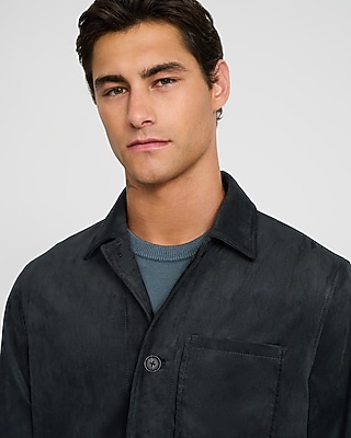 Faux Suede Graphite Gray Chore Jacket - thumbnail 2