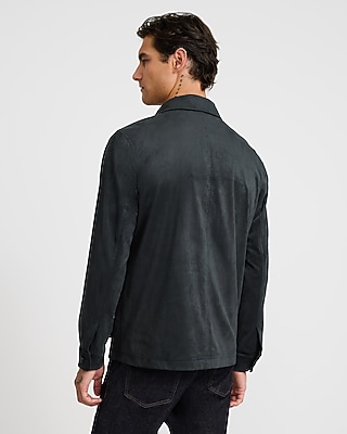 Faux Suede Graphite Gray Chore Jacket - thumbnail 3