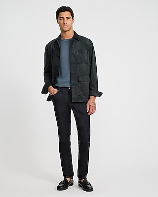 Faux Suede Graphite Gray Chore Jacket - thumbnail 4