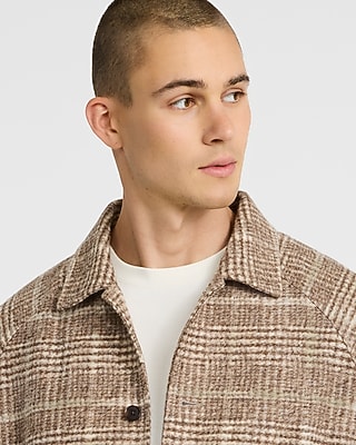 Plaid Boucle Wool-Blend Bomber Jacket