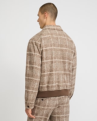 Plaid Boucle Wool-Blend Bomber Jacket